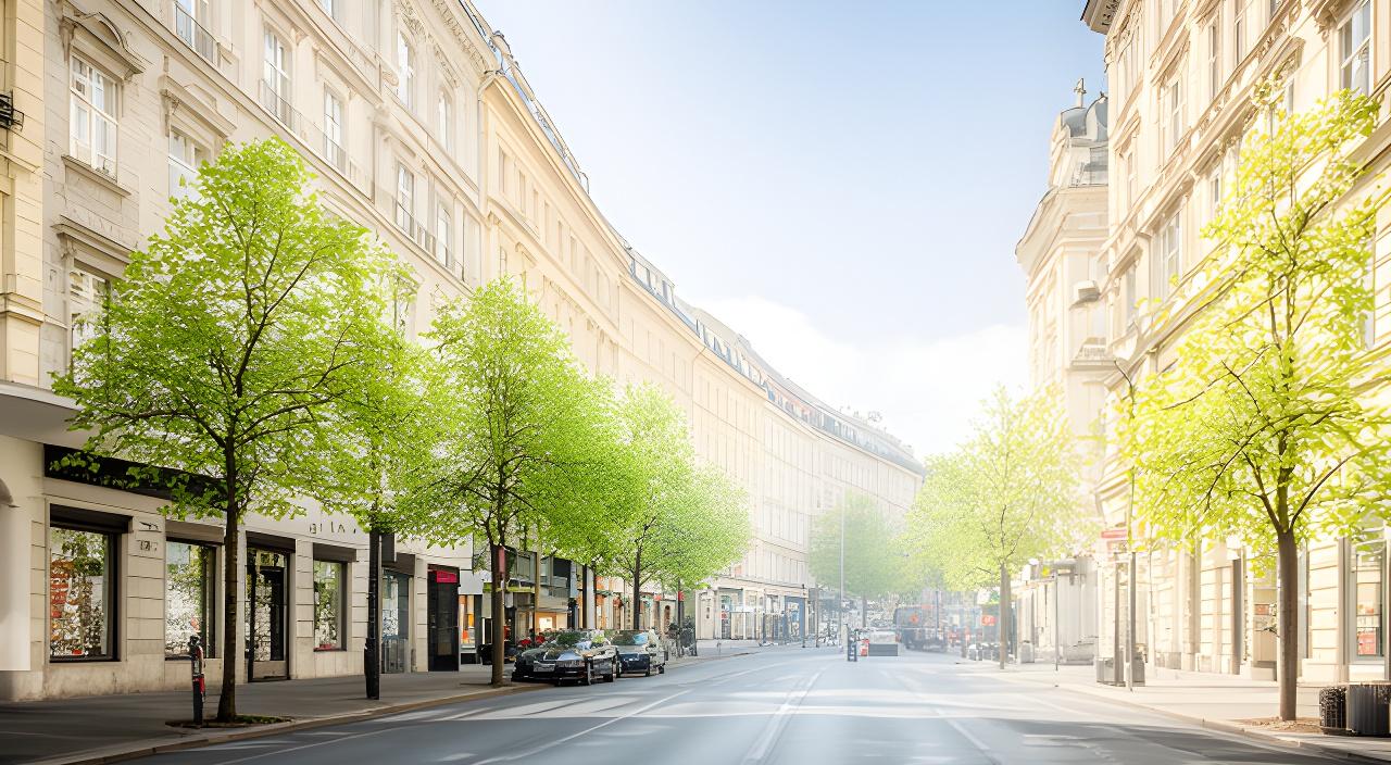 Blick auf die Embelgasse in Wien mit ruhiger Stadtsituation und klarer Tageslichtstimmung